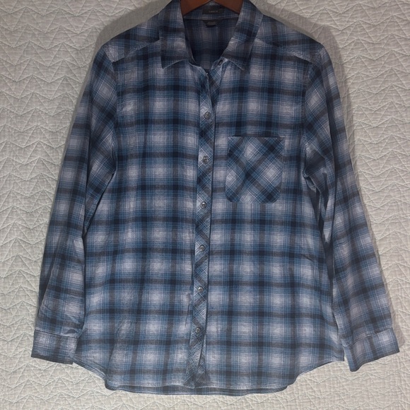 Eddie Bauer Tops - Eddie Bauer Blue Plaid Button-Down Shirt